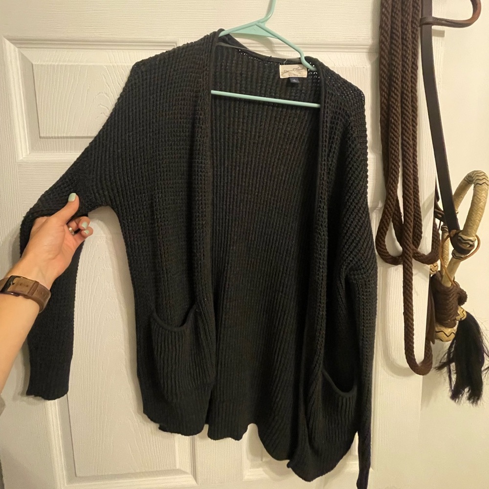 Charcoal Waffle Knit Cardigan